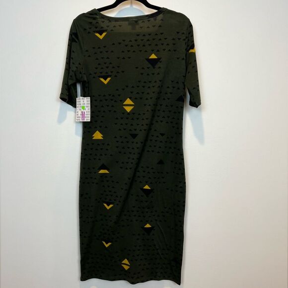 LULAROE Dress Julia Sz Medium Green yellow Black NWT - Picture 6 of 7